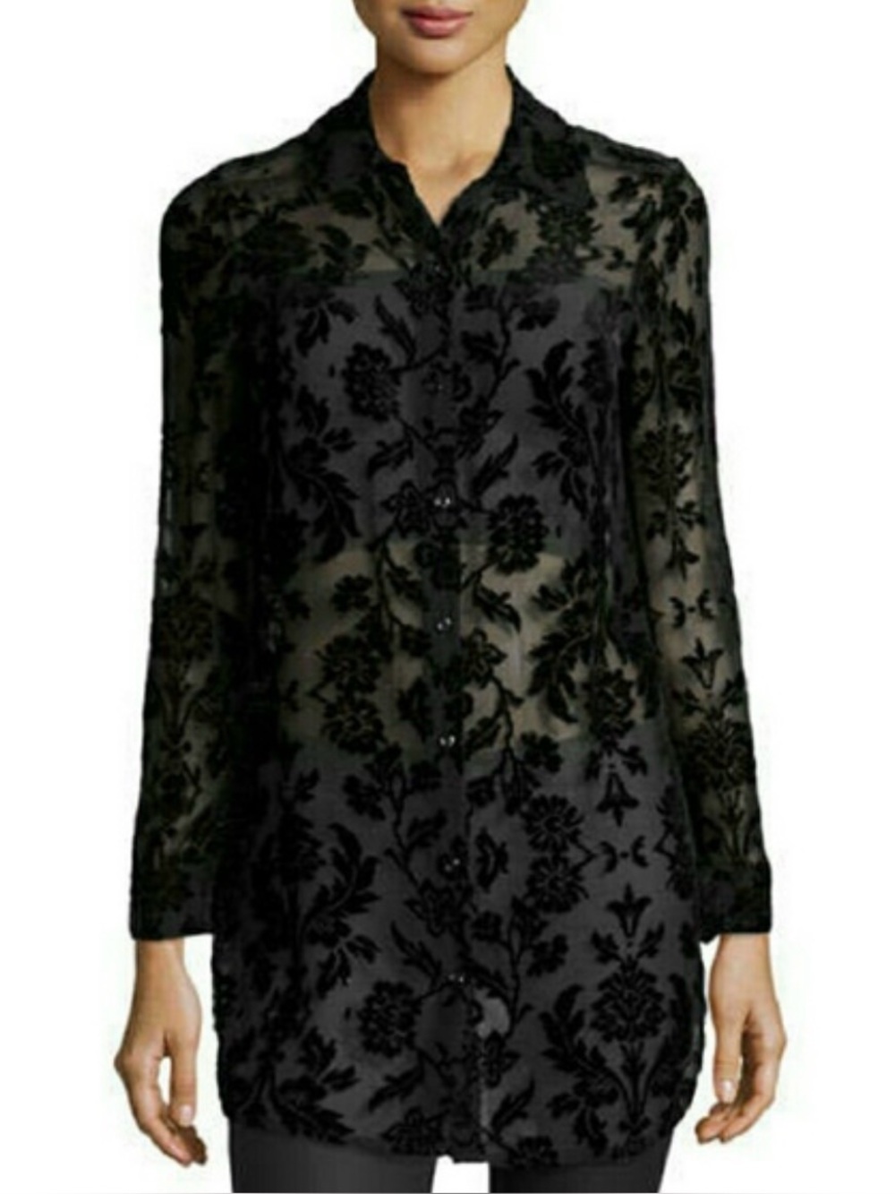 Johnny Was 4 Love & Liberty Adela Silk Blend Velvet Burnout Top‎